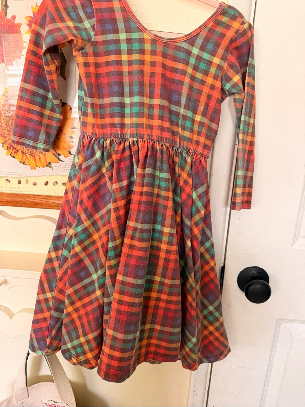 Alice and Ames Girls Plaid Long-Sleeve Dress in Autumn Colors